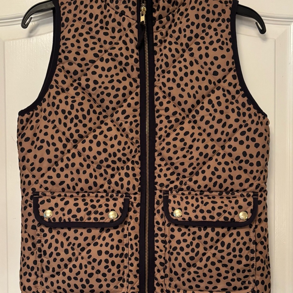 J. Crew Size XXS Animal Print Quilted Vest